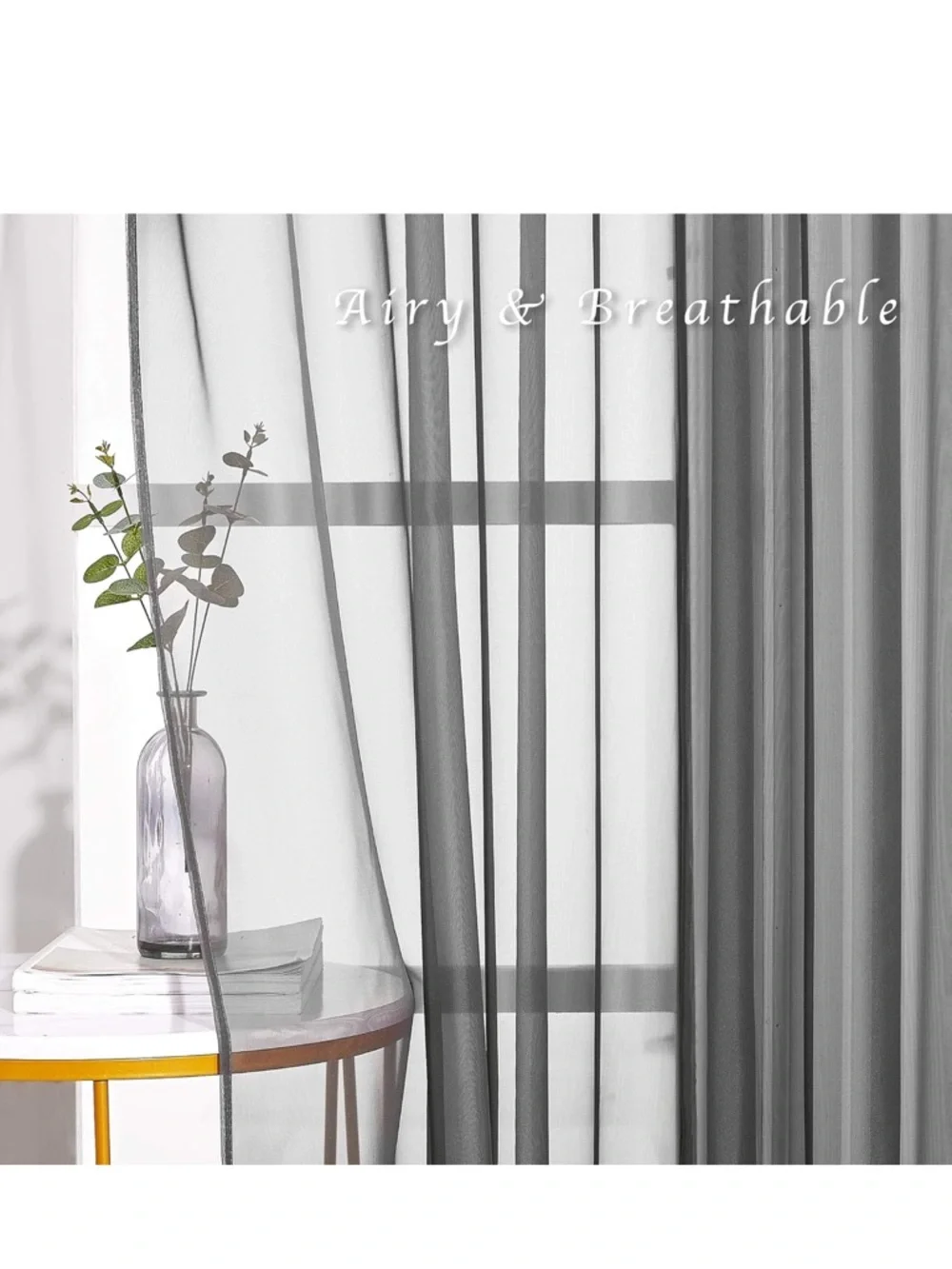 Gray Sheer Curtains (Pack of 2)